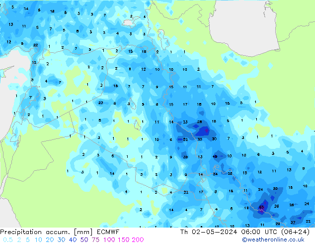 Precipitation accum. ECMWF  02.05.2024 06 UTC