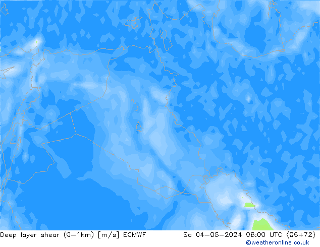 Deep layer shear (0-1km) ECMWF Sa 04.05.2024 06 UTC