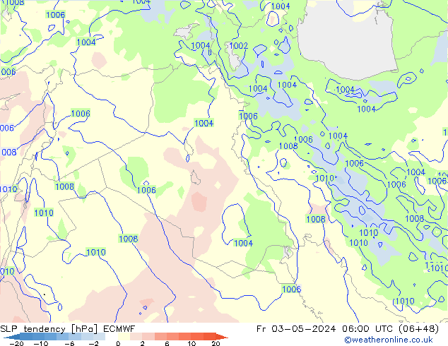 SLP tendency ECMWF Fr 03.05.2024 06 UTC