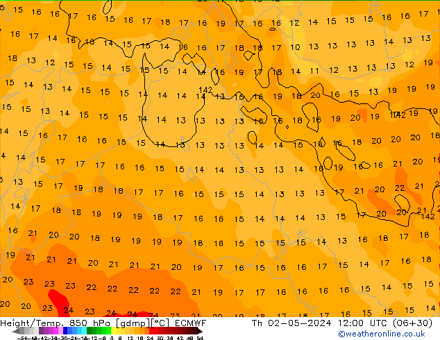 Z500/Rain (+SLP)/Z850 ECMWF Th 02.05.2024 12 UTC