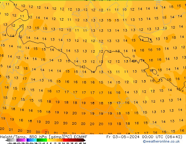 Height/Temp. 850 hPa ECMWF Fr 03.05.2024 00 UTC