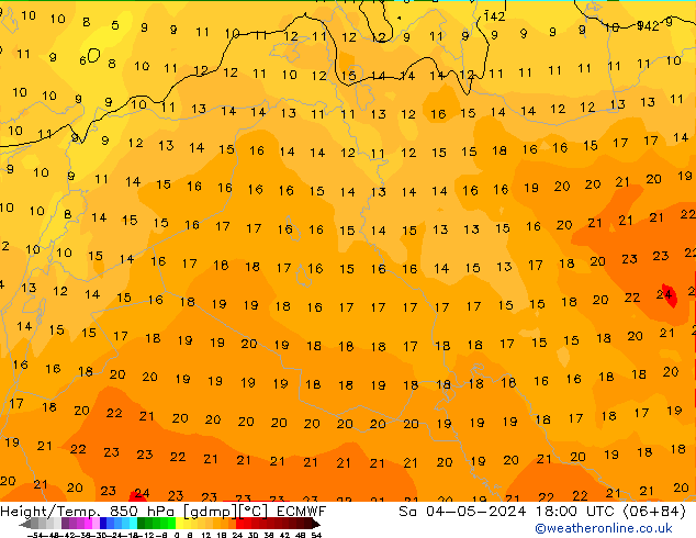 Z500/Yağmur (+YB)/Z850 ECMWF Cts 04.05.2024 18 UTC