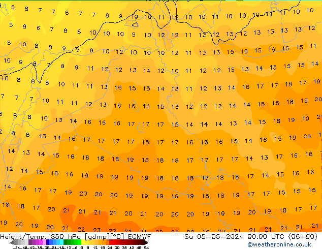 Height/Temp. 850 hPa ECMWF Dom 05.05.2024 00 UTC