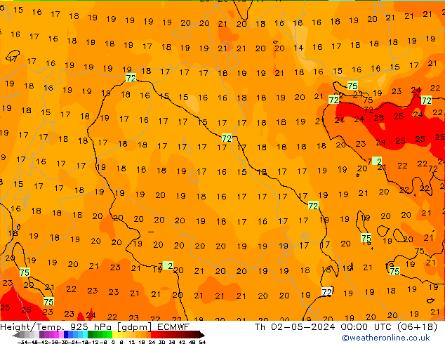 Height/Temp. 925 hPa ECMWF Do 02.05.2024 00 UTC