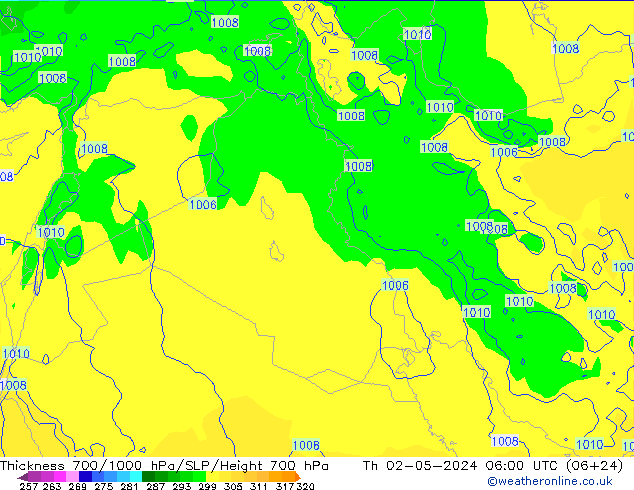 Thck 700-1000 hPa ECMWF jeu 02.05.2024 06 UTC