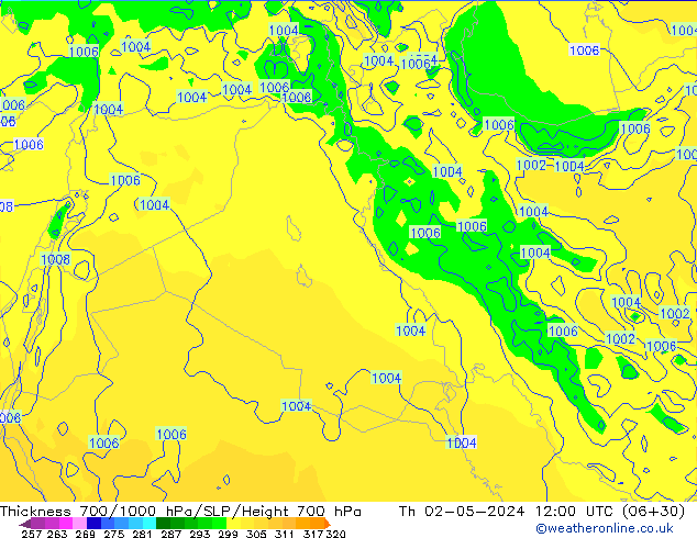 Thck 700-1000 hPa ECMWF Th 02.05.2024 12 UTC