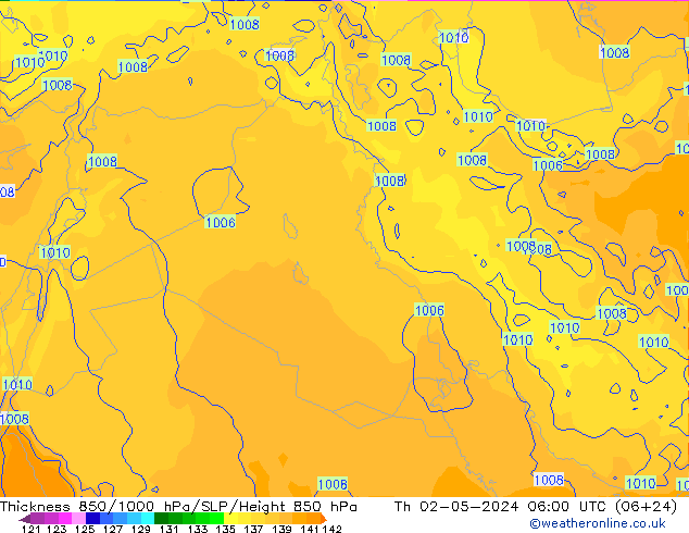 Thck 850-1000 hPa ECMWF jeu 02.05.2024 06 UTC