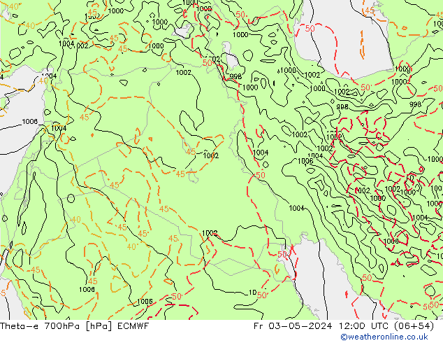 Theta-e 700hPa ECMWF Fr 03.05.2024 12 UTC