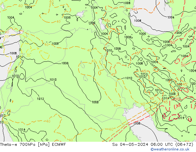 Theta-e 700hPa ECMWF Sáb 04.05.2024 06 UTC