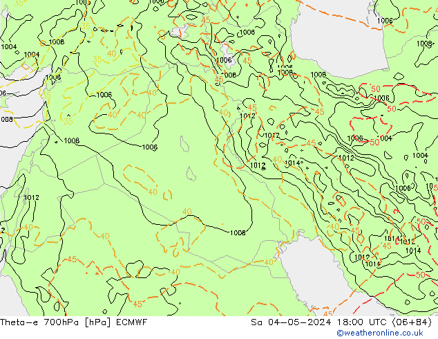 Theta-e 700hPa ECMWF Sáb 04.05.2024 18 UTC