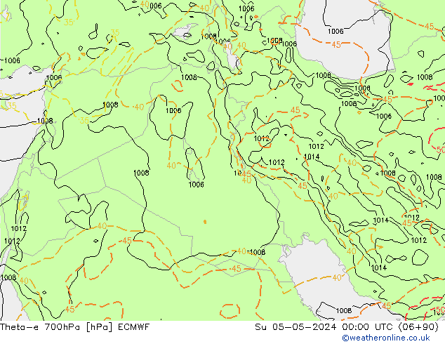 Theta-e 700hPa ECMWF nie. 05.05.2024 00 UTC