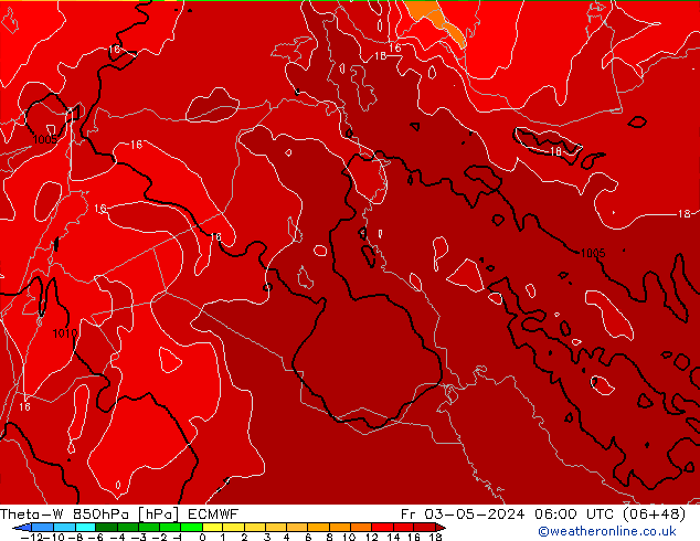 Theta-W 850hPa ECMWF Fr 03.05.2024 06 UTC