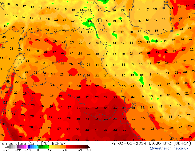 Temperatura (2m) ECMWF Sex 03.05.2024 09 UTC