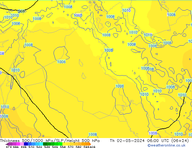 Thck 500-1000hPa ECMWF jeu 02.05.2024 06 UTC