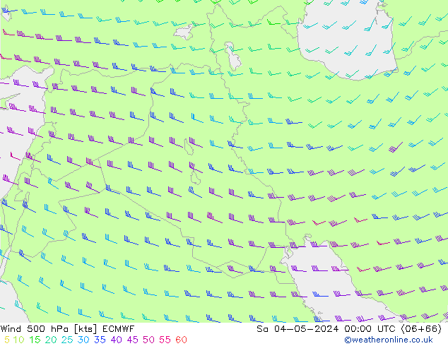 Wind 500 hPa ECMWF Sa 04.05.2024 00 UTC