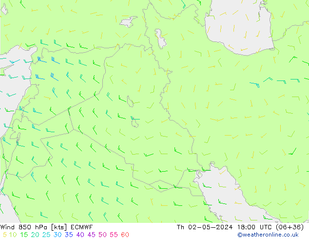 Viento 850 hPa ECMWF jue 02.05.2024 18 UTC