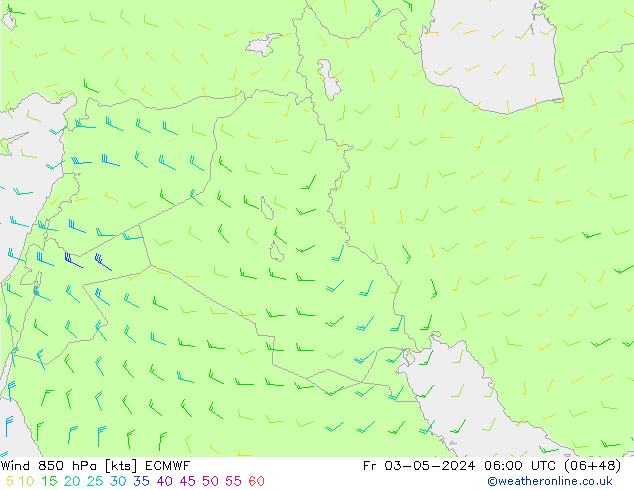 Wind 850 hPa ECMWF Fr 03.05.2024 06 UTC