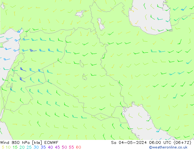 Vento 850 hPa ECMWF Sáb 04.05.2024 06 UTC