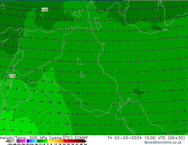 Z500/Rain (+SLP)/Z850 ECMWF Th 02.05.2024 12 UTC