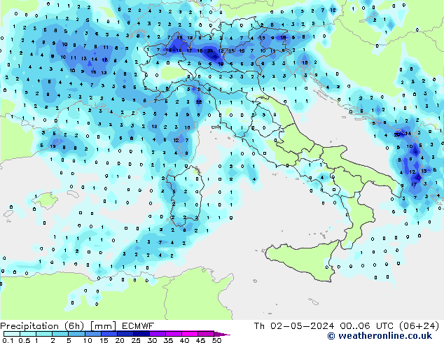 Z500/Rain (+SLP)/Z850 ECMWF Qui 02.05.2024 06 UTC