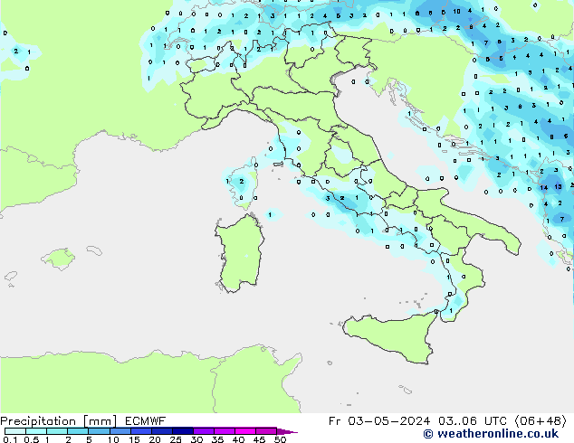 Precipitation ECMWF Fr 03.05.2024 06 UTC