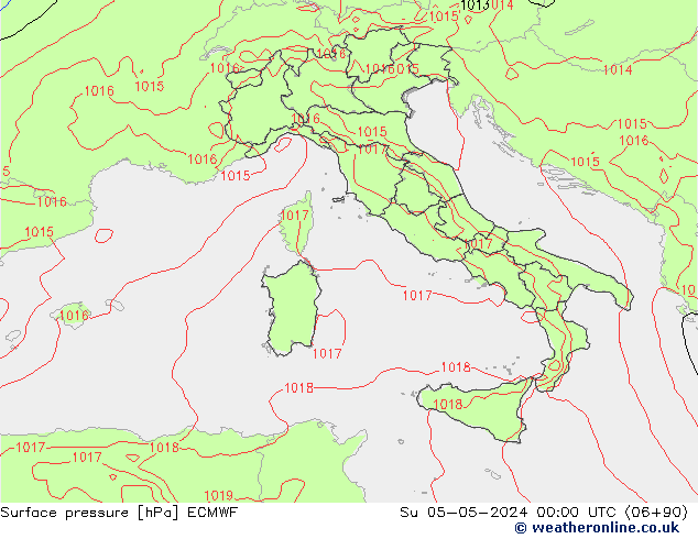 Luchtdruk (Grond) ECMWF zo 05.05.2024 00 UTC