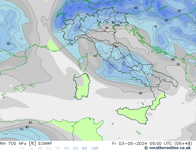 RH 700 hPa ECMWF pt. 03.05.2024 06 UTC