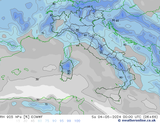 RH 925 hPa ECMWF So 04.05.2024 00 UTC