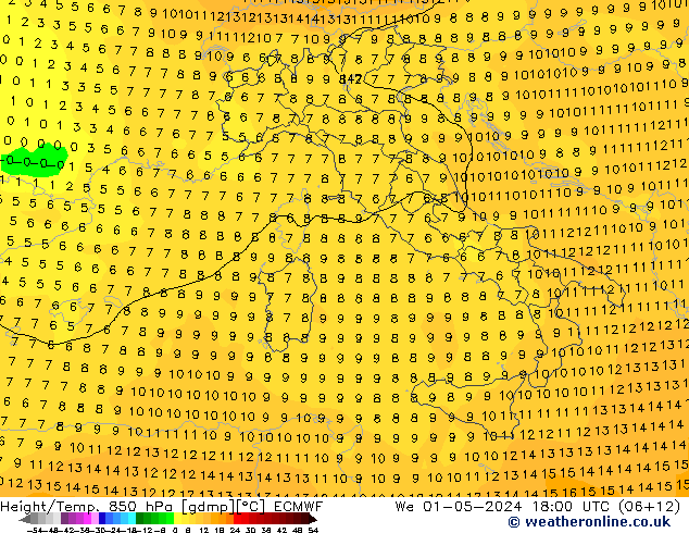 Z500/Rain (+SLP)/Z850 ECMWF mer 01.05.2024 18 UTC