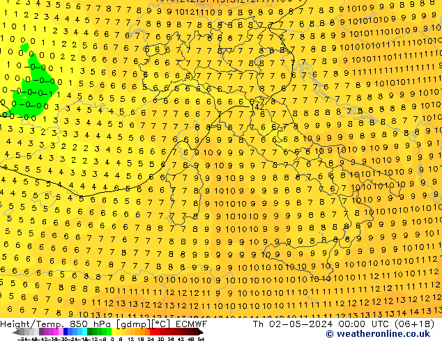 Z500/Rain (+SLP)/Z850 ECMWF чт 02.05.2024 00 UTC