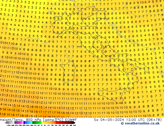 Z500/Rain (+SLP)/Z850 ECMWF Sa 04.05.2024 12 UTC