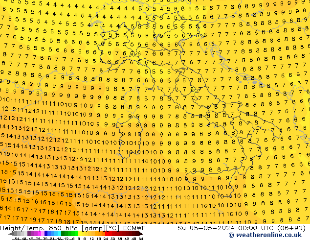 Height/Temp. 850 hPa ECMWF Su 05.05.2024 00 UTC