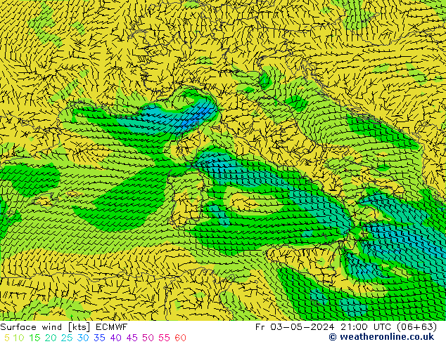 Vento 10 m ECMWF Sex 03.05.2024 21 UTC