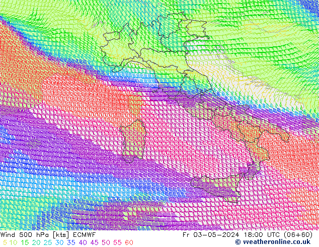 Wind 500 hPa ECMWF Fr 03.05.2024 18 UTC