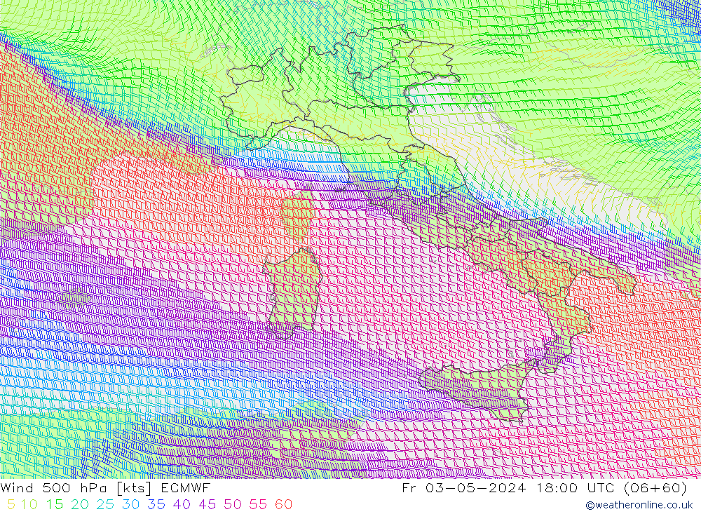 Wind 500 hPa ECMWF Fr 03.05.2024 18 UTC