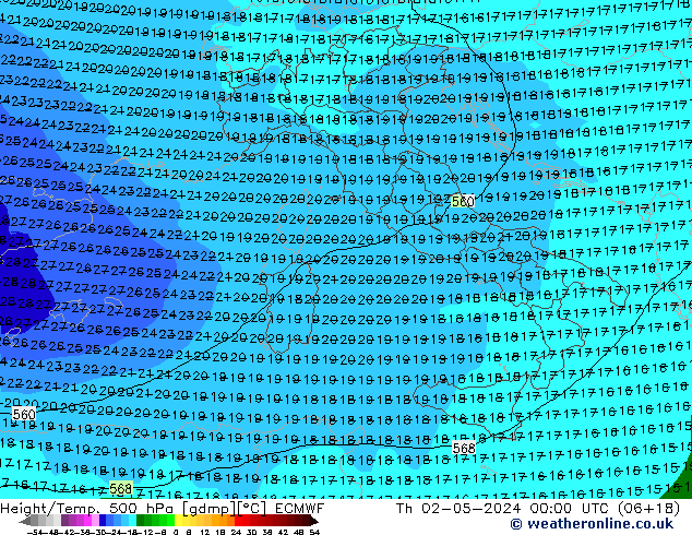 Z500/Rain (+SLP)/Z850 ECMWF чт 02.05.2024 00 UTC