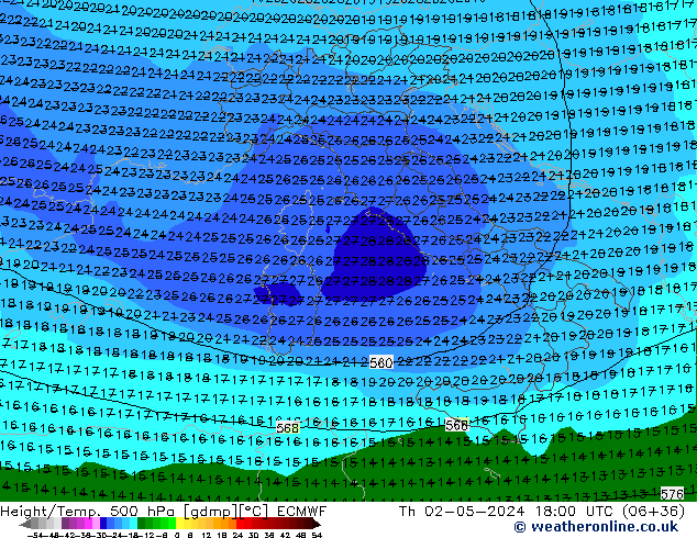 Z500/Rain (+SLP)/Z850 ECMWF чт 02.05.2024 18 UTC