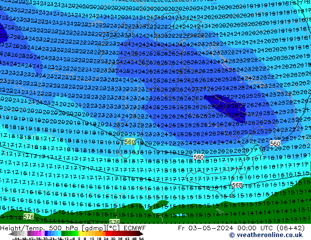 Z500/Rain (+SLP)/Z850 ECMWF пт 03.05.2024 00 UTC