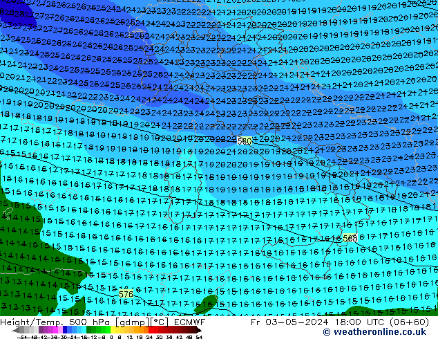 Height/Temp. 500 hPa ECMWF Fr 03.05.2024 18 UTC