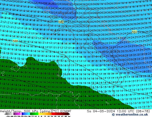 Z500/Yağmur (+YB)/Z850 ECMWF Cts 04.05.2024 12 UTC