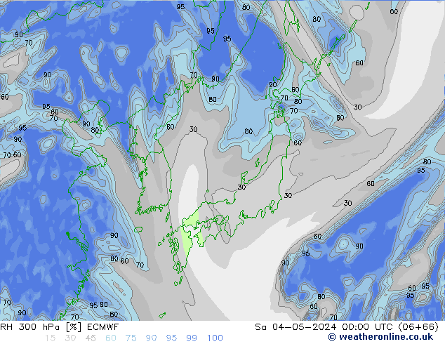 RH 300 hPa ECMWF Sáb 04.05.2024 00 UTC