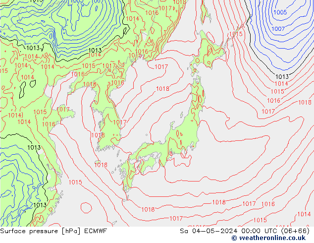 Surface pressure ECMWF Sa 04.05.2024 00 UTC