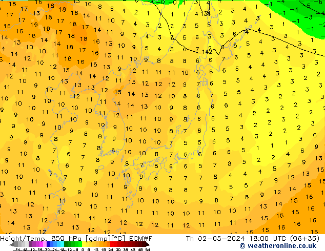 Z500/Rain (+SLP)/Z850 ECMWF Th 02.05.2024 18 UTC