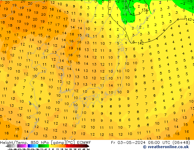 Z500/Rain (+SLP)/Z850 ECMWF Fr 03.05.2024 06 UTC