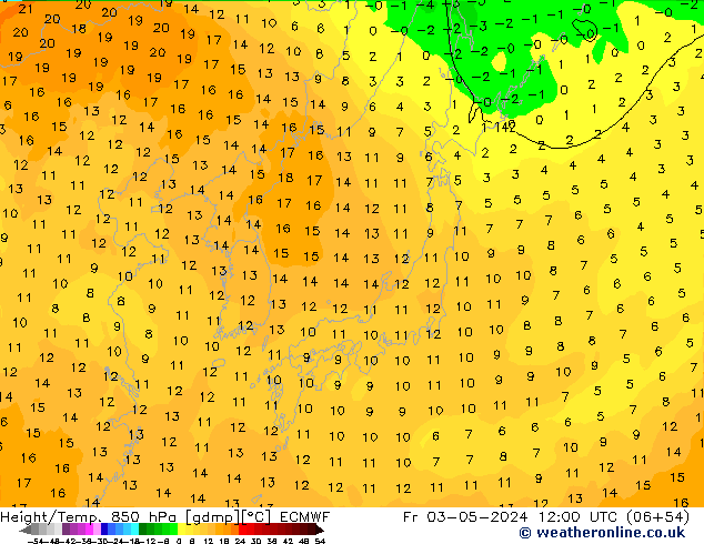 Z500/Rain (+SLP)/Z850 ECMWF Pá 03.05.2024 12 UTC