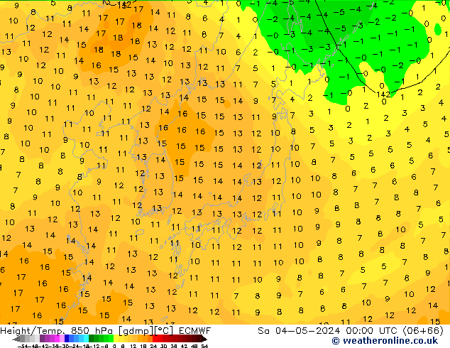 Z500/Yağmur (+YB)/Z850 ECMWF Cts 04.05.2024 00 UTC