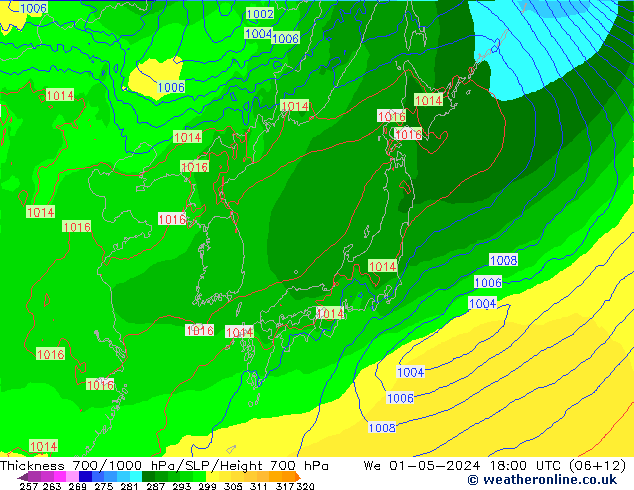 Thck 700-1000 hPa ECMWF  01.05.2024 18 UTC