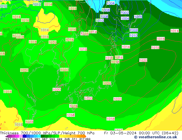 Thck 700-1000 hPa ECMWF Pá 03.05.2024 00 UTC