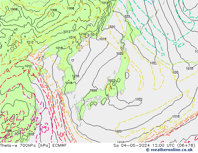 Theta-e 700hPa ECMWF Cts 04.05.2024 12 UTC