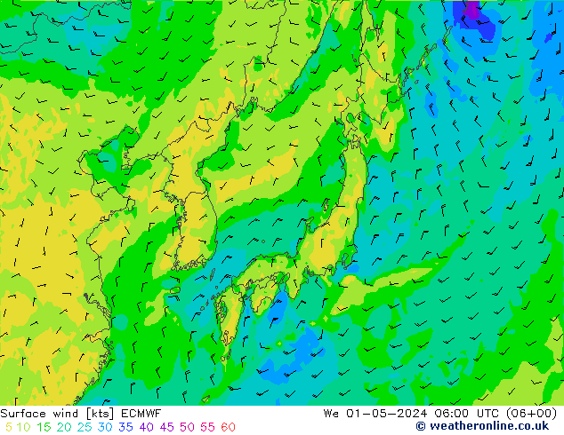 Viento 10 m ECMWF mié 01.05.2024 06 UTC